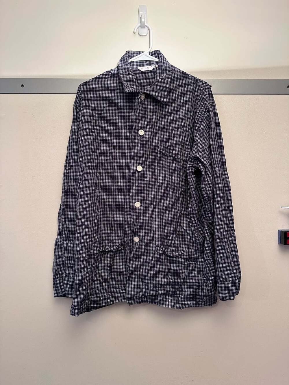 Derek Rose Plaid Pajama Shirt Size UK 42 EU 52 Navy Blue